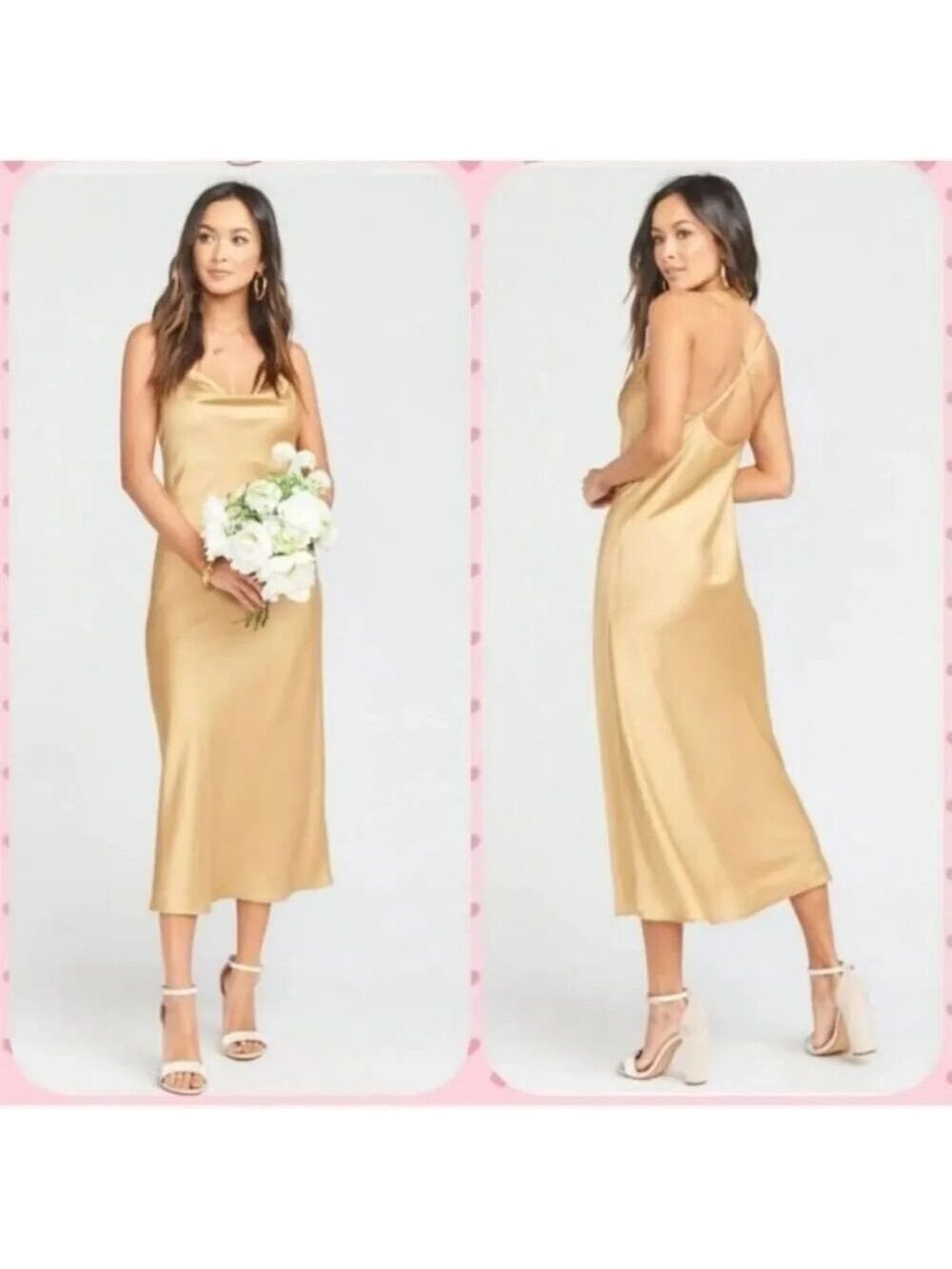 Show Me Your Mumu Verona Gold Cowl Neck Slip Dress XS